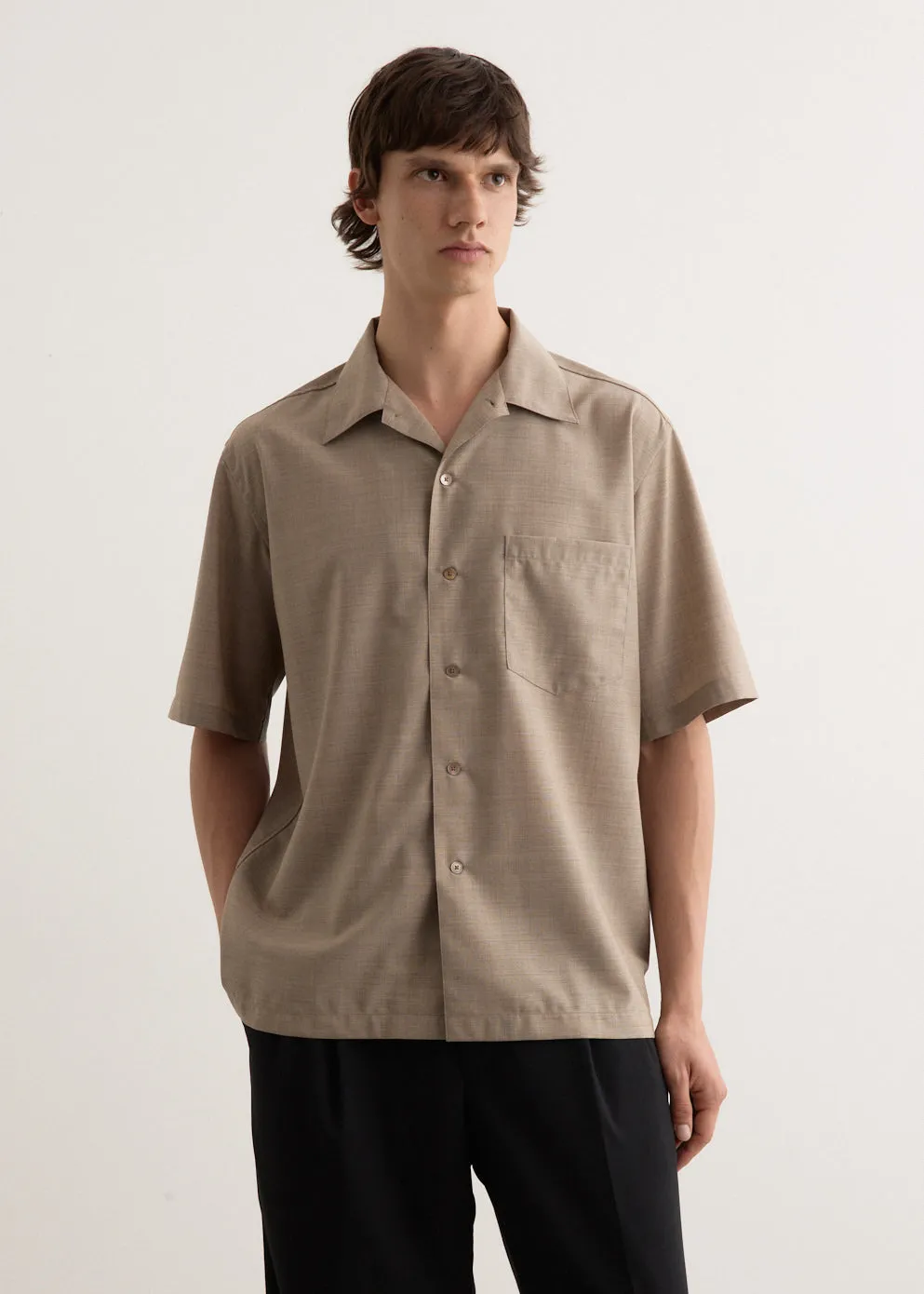 Super Fine Tropical Wool Open Collar Shirt