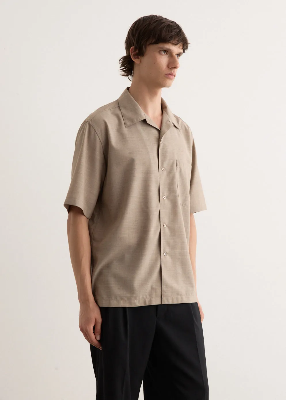 Super Fine Tropical Wool Open Collar Shirt