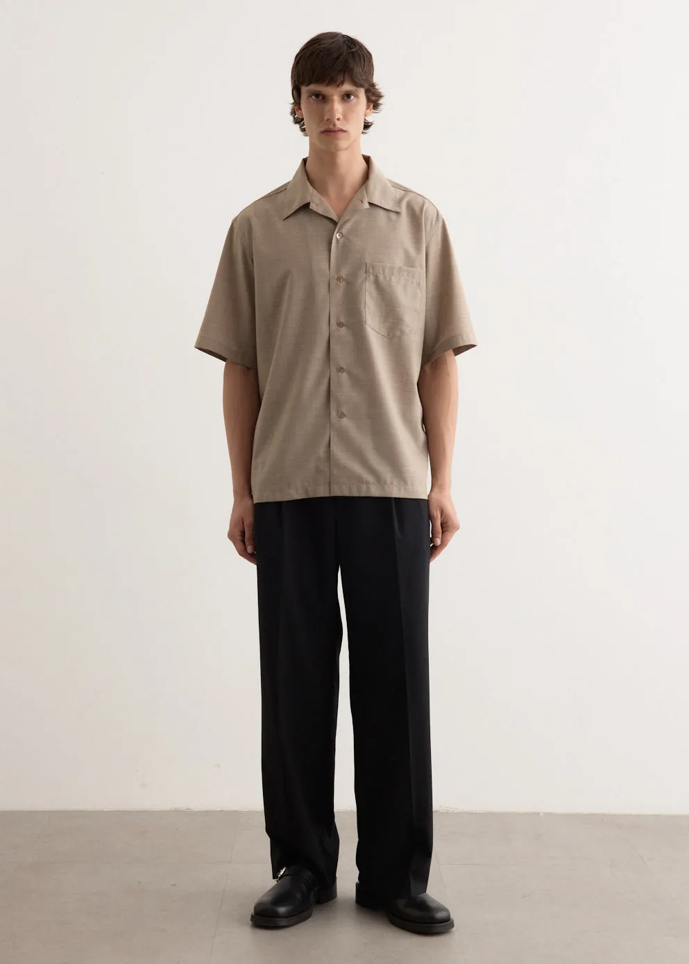 Super Fine Tropical Wool Open Collar Shirt