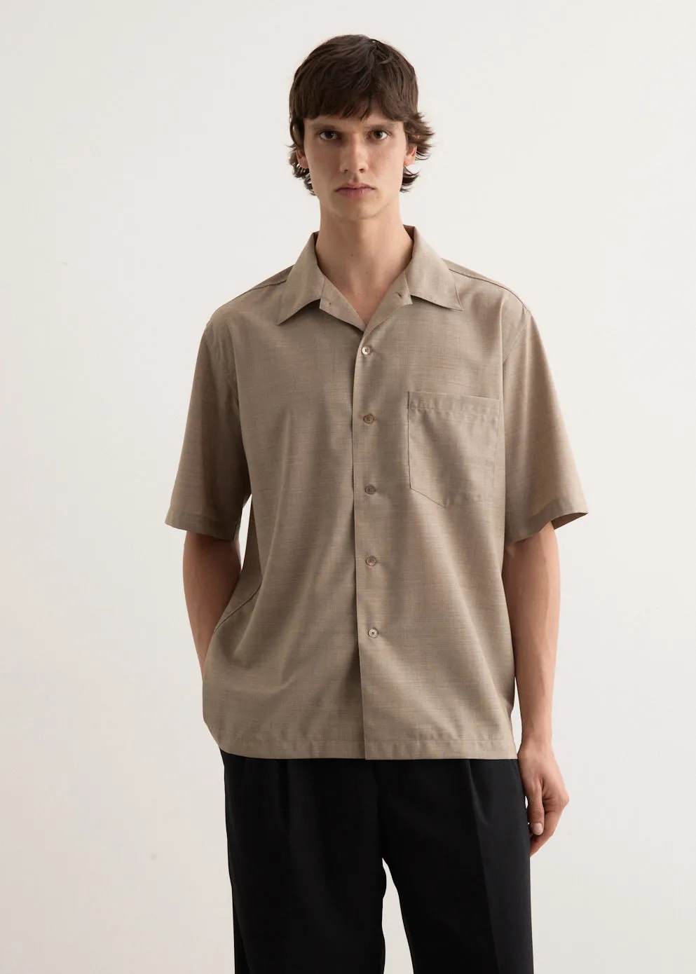 Super Fine Tropical Wool Open Collar Shirt