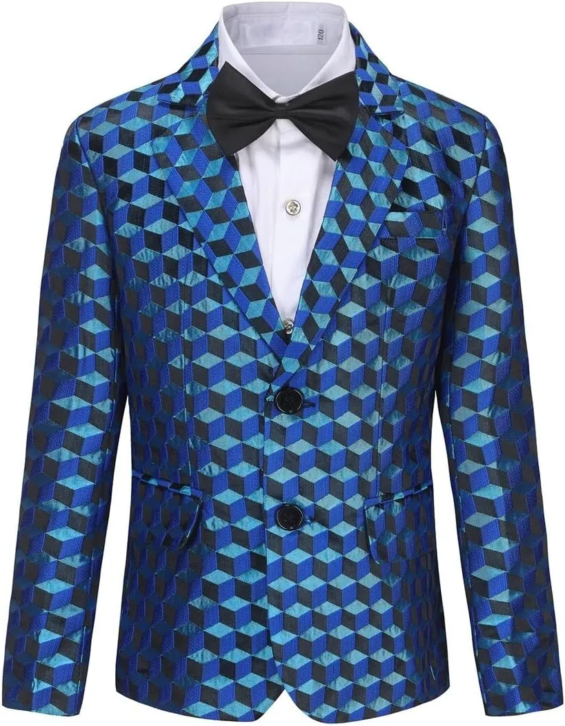 SWOTGdoby Boys Suits 2 Piece Check Plaid Suit Set Formal Dress Blazer Pants Slim Fit Tuxedo Suits for Boy