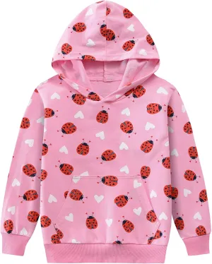 Tkria Girls Hoodies Kids Dinosaur Sweatshirt Lightweight Long Sleeve Pullover Top Toddler Hooded Shirt Winter Outwear 1-7T