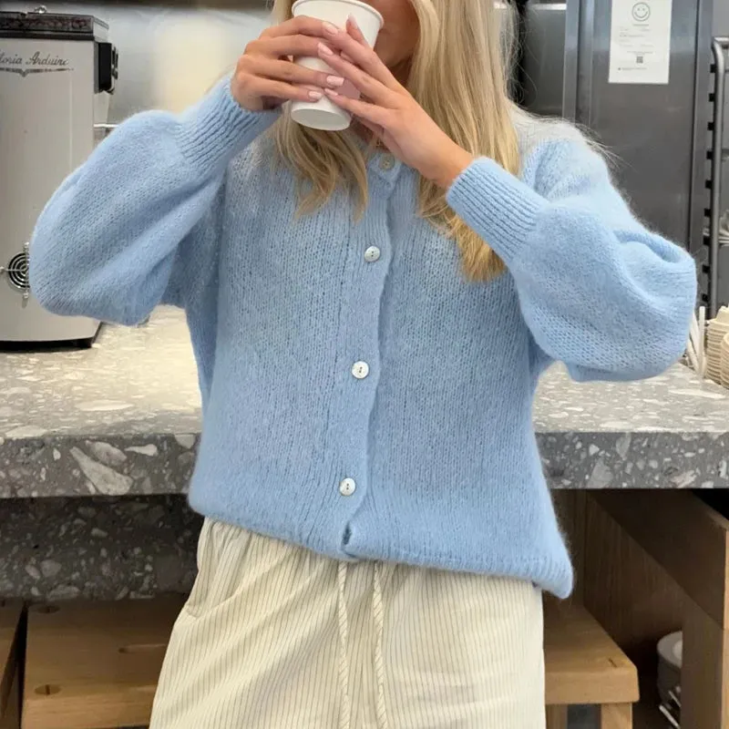 Toleet-Solid Color Cardigans Women Ladies Fashion Spring Autumn Button-Down Knitwear Jacket Coat Preppy Y2K Vintage Knitted Sweater
