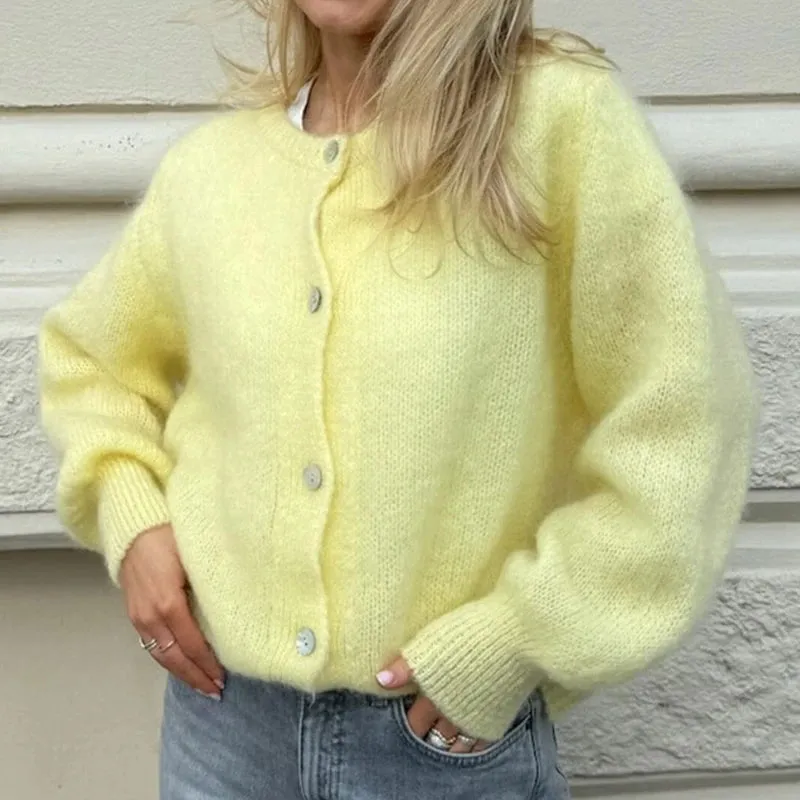 Toleet-Solid Color Cardigans Women Ladies Fashion Spring Autumn Button-Down Knitwear Jacket Coat Preppy Y2K Vintage Knitted Sweater