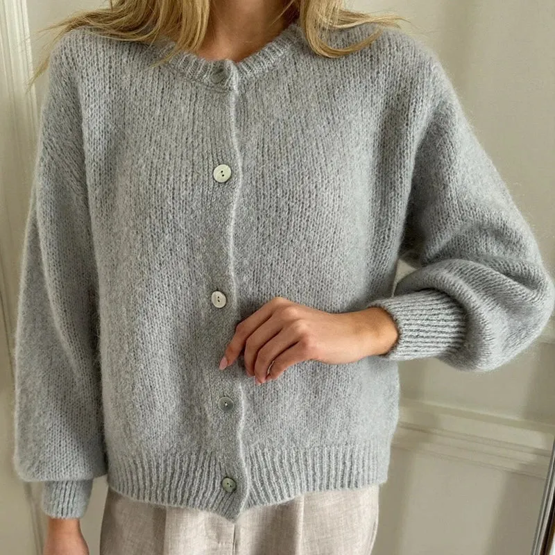 Toleet-Solid Color Cardigans Women Ladies Fashion Spring Autumn Button-Down Knitwear Jacket Coat Preppy Y2K Vintage Knitted Sweater