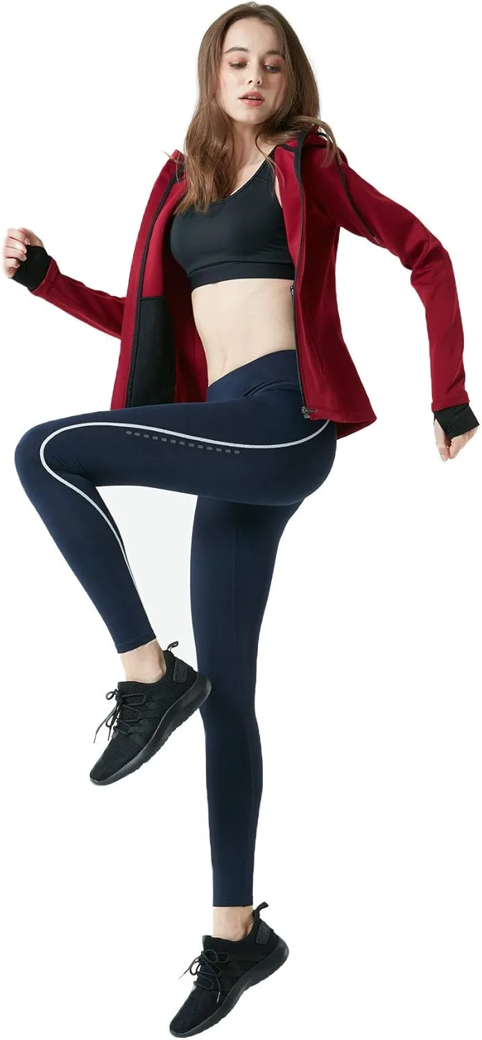TSLA Women's Thermal Running Tights, High Waist Warm Fleece Lined Leggings, Winter Workout Yoga Pants with Pockets