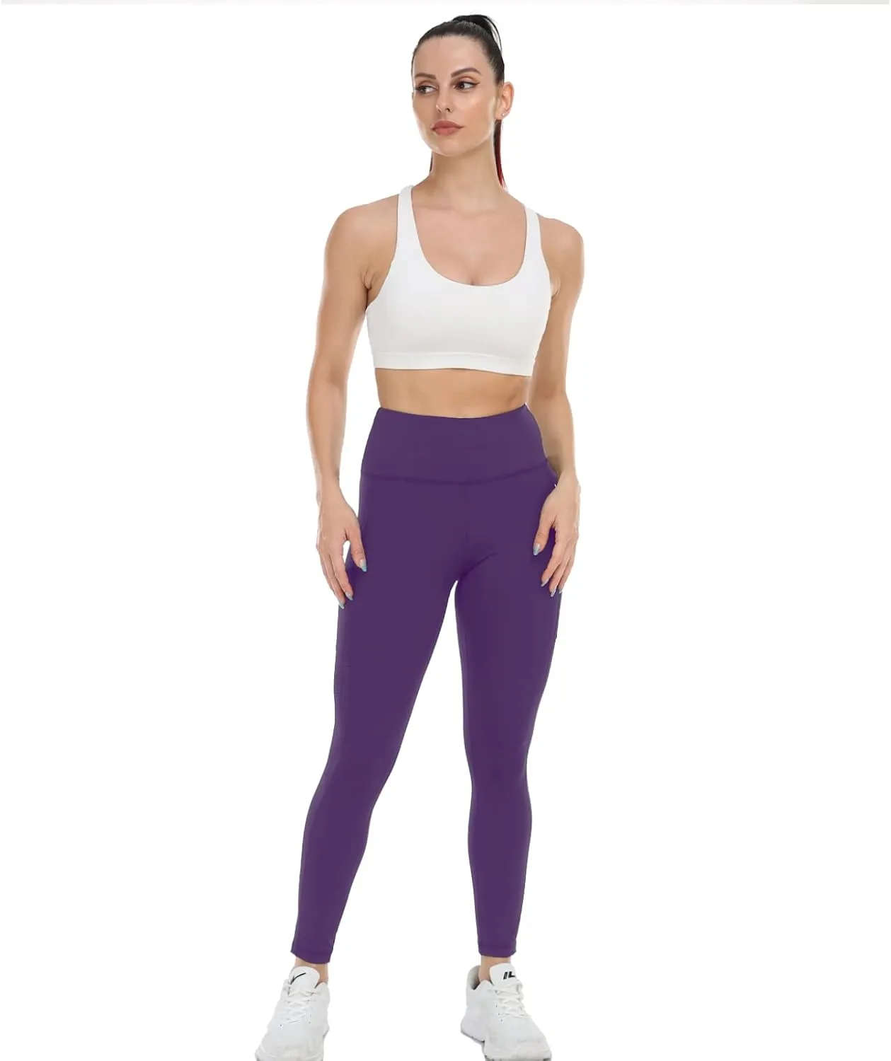 UURUN High Waisted Leggings for Women,Yoga Pants with Pockets, Tummy Control, Squat Proof, for Workout, Running