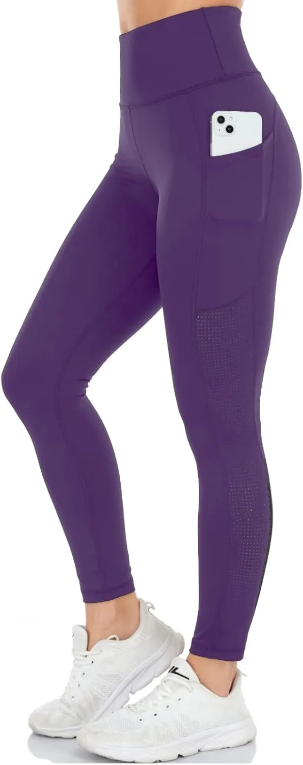 UURUN High Waisted Leggings for Women,Yoga Pants with Pockets, Tummy Control, Squat Proof, for Workout, Running