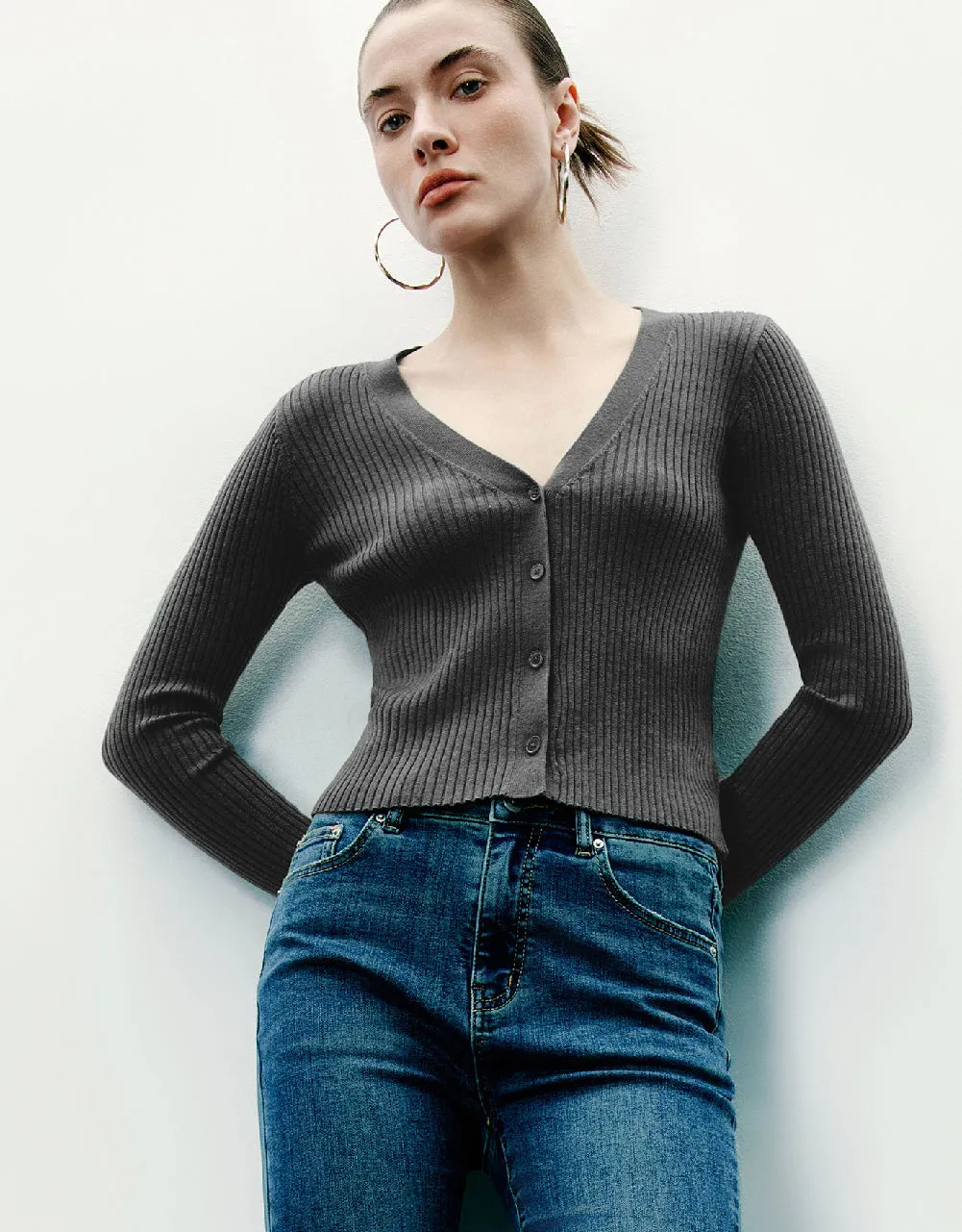 V-Neck Knitted Cardigan