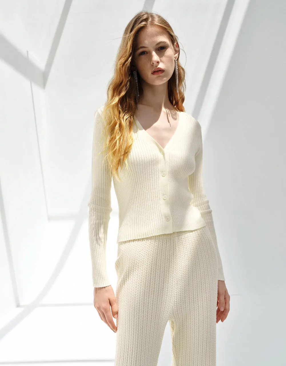 V-Neck Knitted Cardigan