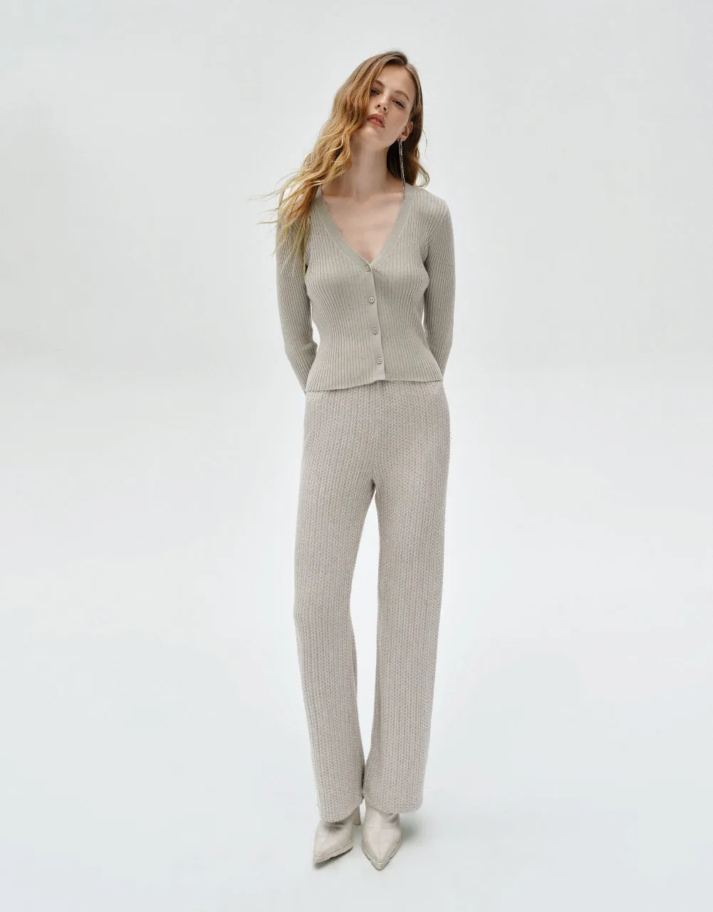 V-Neck Knitted Cardigan