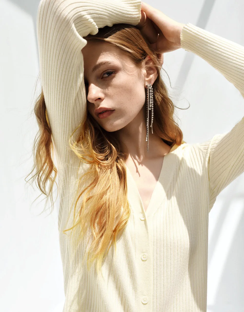 V-Neck Knitted Cardigan