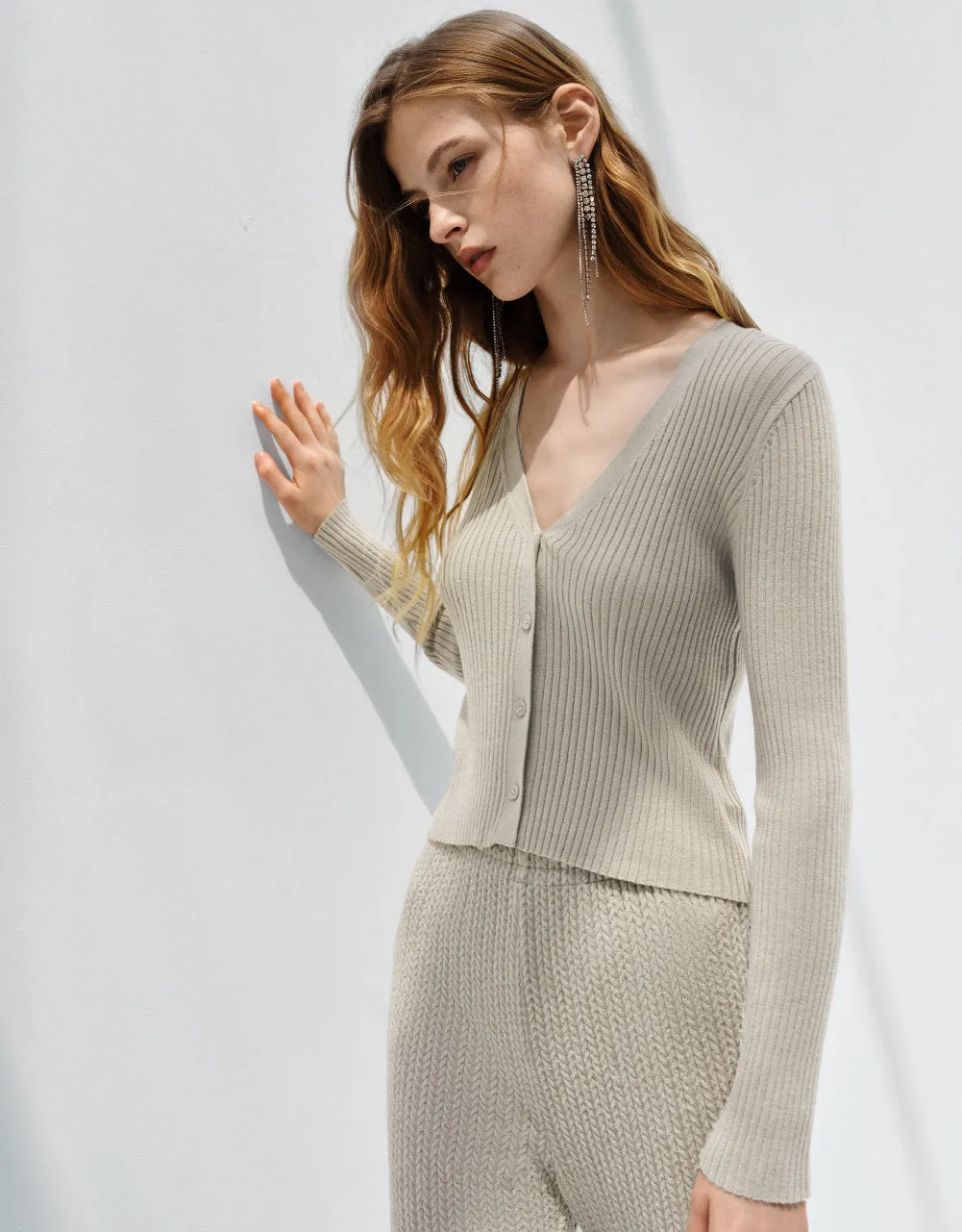 V-Neck Knitted Cardigan