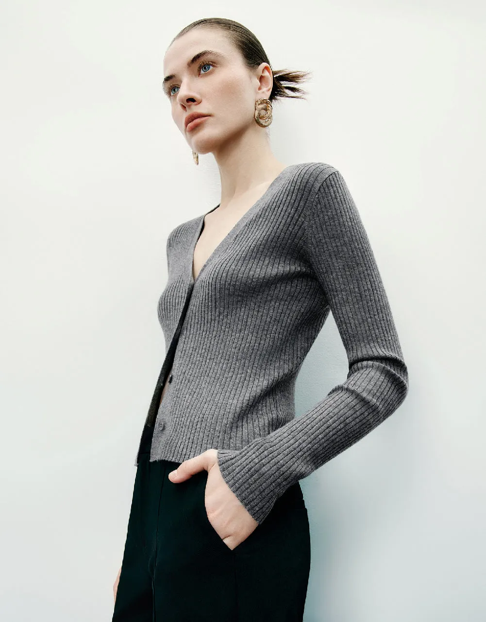 V-Neck Knitted Cardigan