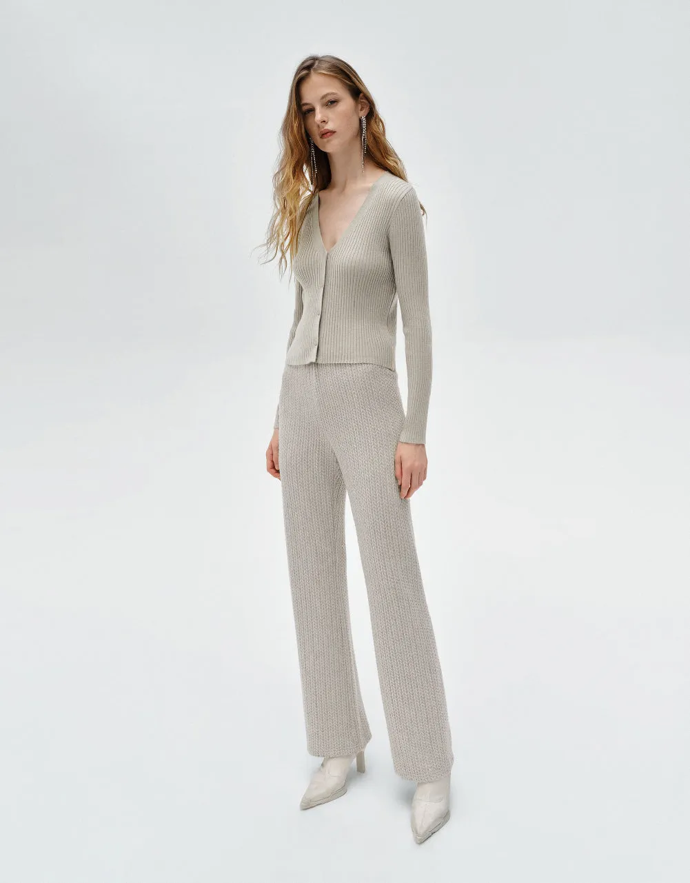 V-Neck Knitted Cardigan