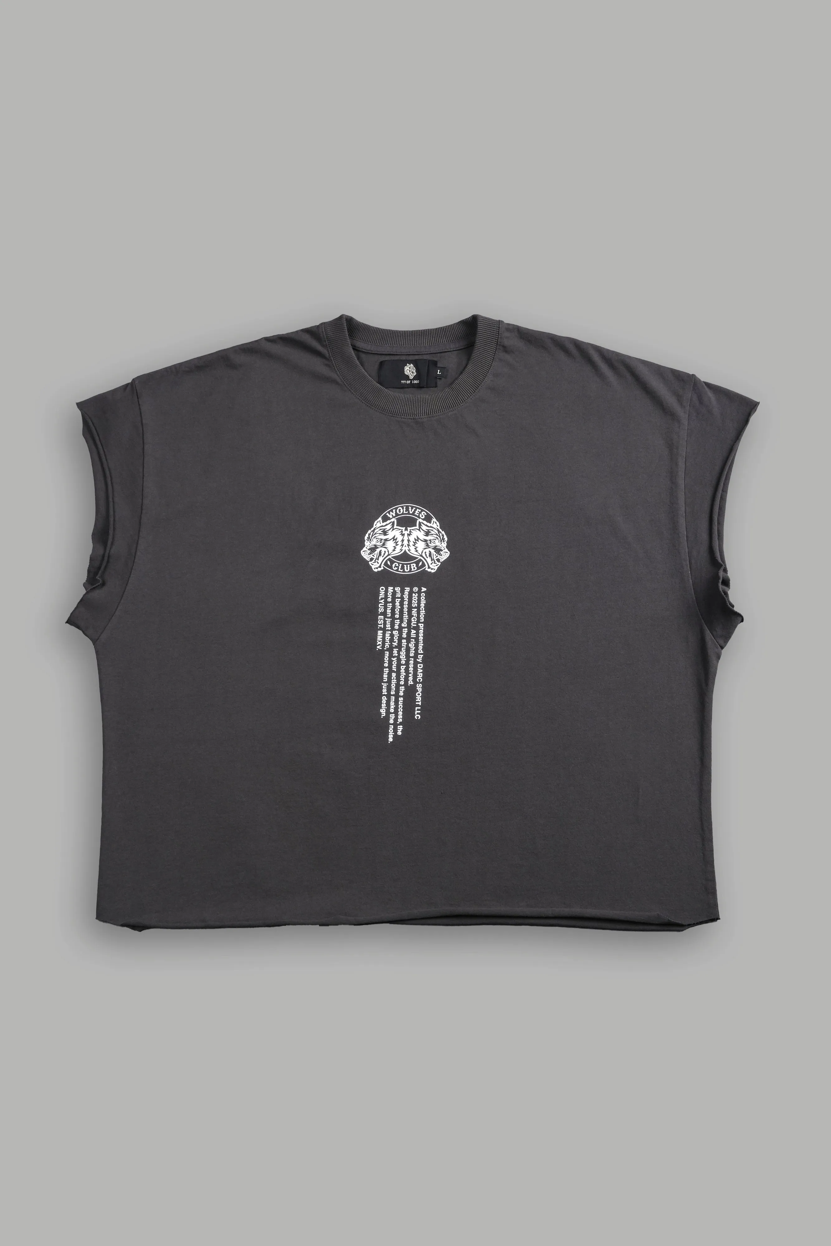Wolves Web "Grunge" Cut Off Tee in Wolf Gray