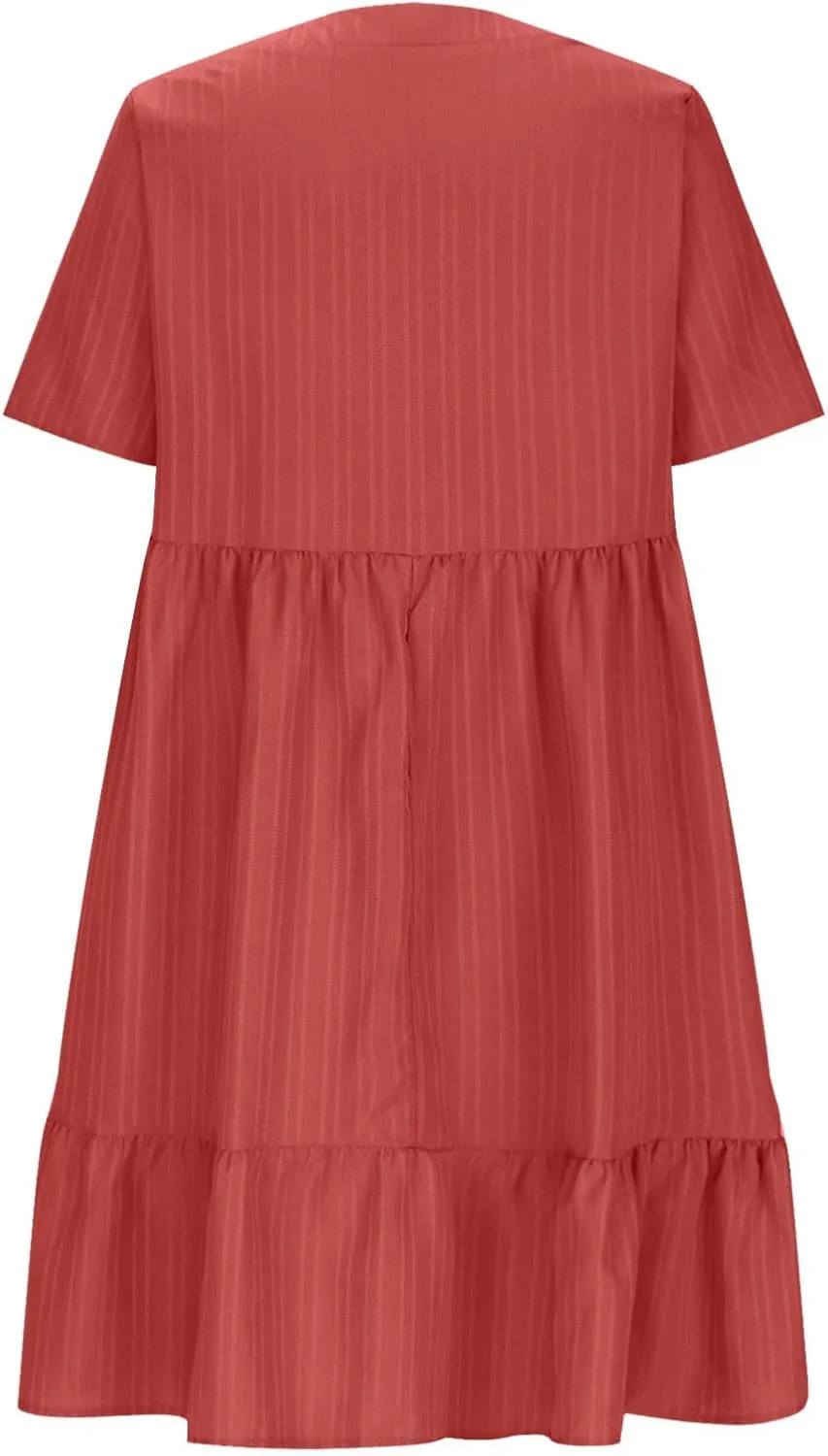 Women V Neck Casual Dresses Summer Loose Short Sleeve Mini Dress Ruffle Cute Beach Swing Boho 2025 Vacation Outfits