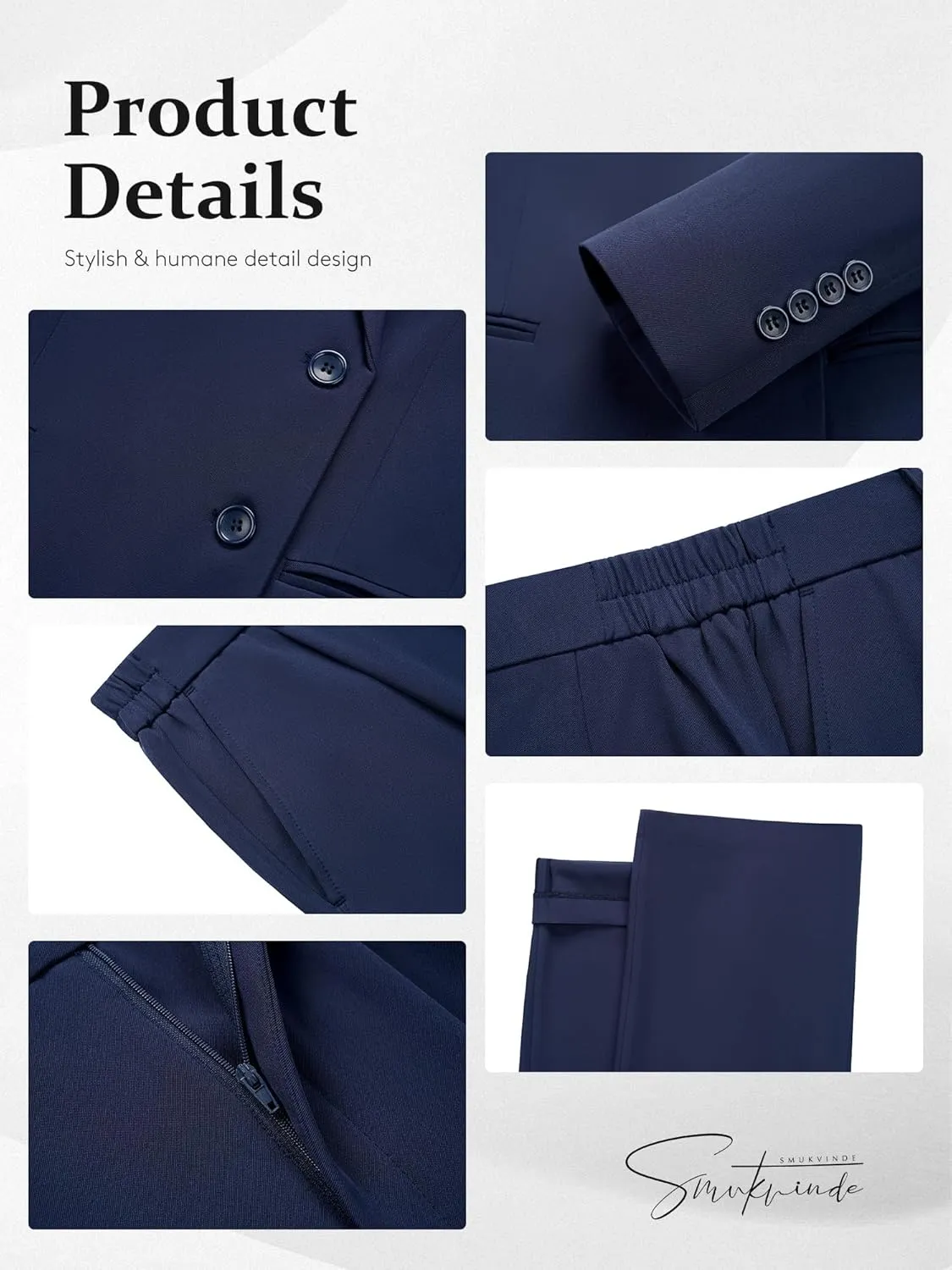 Women's 2 Piece Suit Two Button Business Casual Office Work Outfits Dressy Blazer Wide Leg Pants Set