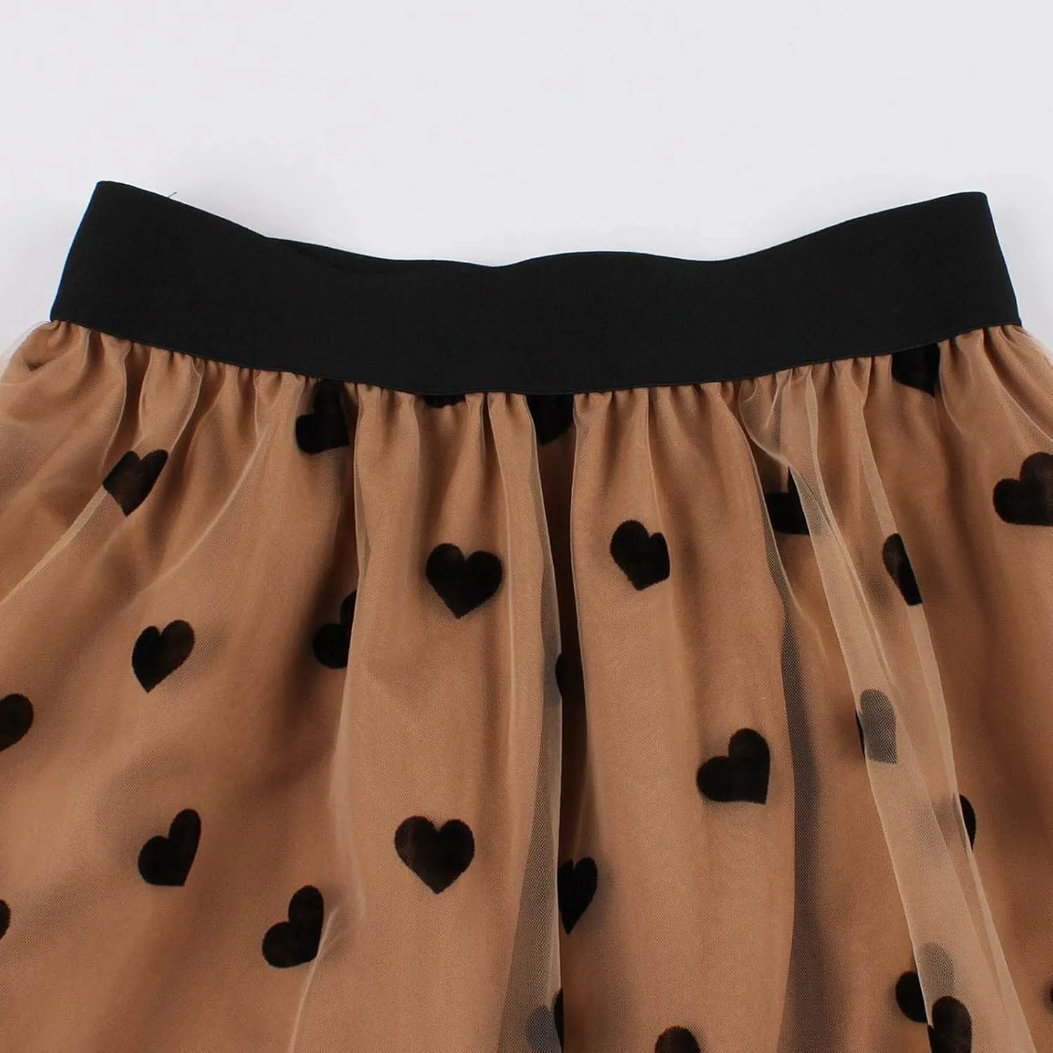 Women's A-Line Fairy Elastic Waist Tulle Midi Skirt Long Length Dressy Casual Trendy Summer Embroidered Mesh Skirts