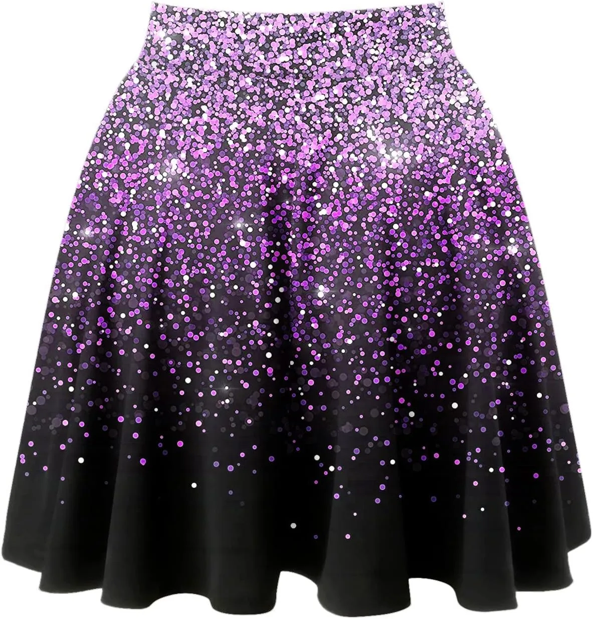 Womens A Line Midi Skirt High Elastic Waist Sequin Skirts Pleated Ruffle Hem Mini Vintage Elegant Casual Skirts