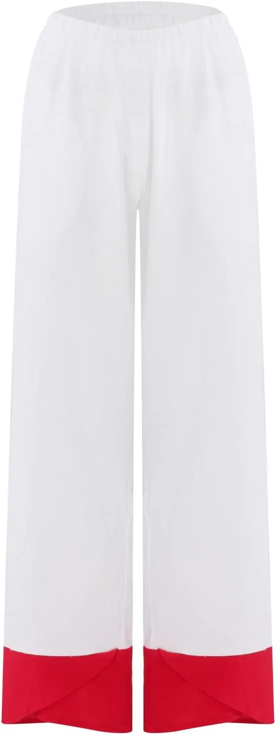 Women's Capri Pants Casual Summer Cotton Linen Cropped Tulip Lounge Trousers Comfy Baggy with Pockets Palazzo
