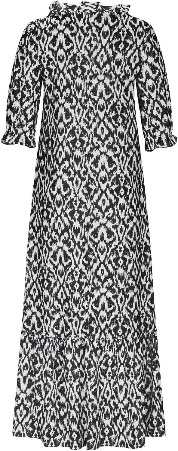 Women's Casual Loose Boho Floral Dresses 2025 Short Sleeve Drawstring V Neck Ruffle A Line Flowy Summer Beach Maxi Dress