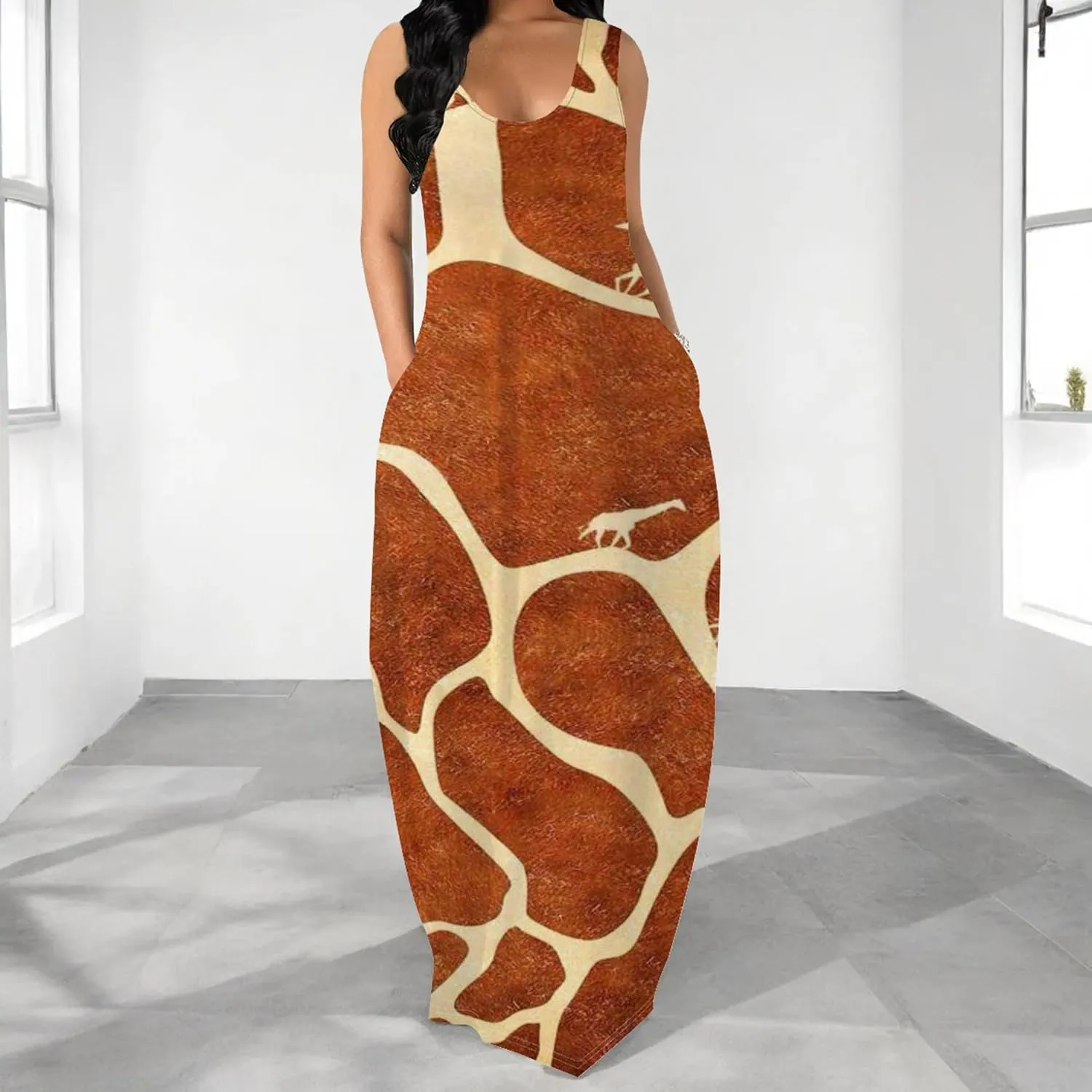 Women's Dress Summer Maxi Dress Casual African Style Graphic Print Sleeveless Tank Dress Loose Flowy Beach Sundress