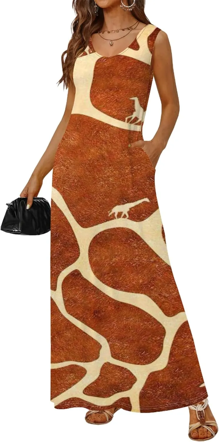 Women's Dress Summer Maxi Dress Casual African Style Graphic Print Sleeveless Tank Dress Loose Flowy Beach Sundress