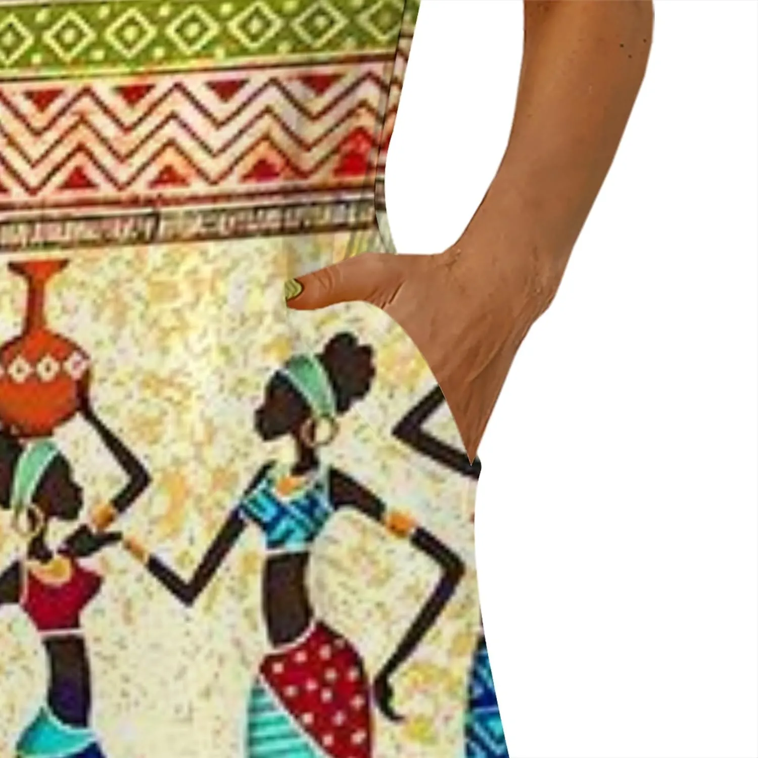 Women's Dress Summer Maxi Dress Casual African Style Graphic Print Sleeveless Tank Dress Loose Flowy Beach Sundress