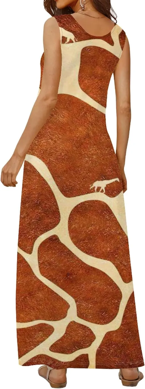 Women's Dress Summer Maxi Dress Casual African Style Graphic Print Sleeveless Tank Dress Loose Flowy Beach Sundress