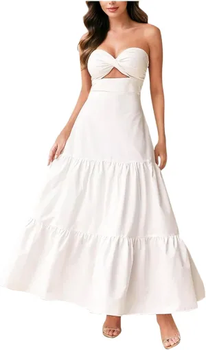 Womens Fashion Dress Summer Sexy Tube Top Halter Cake Dresses 2025 Trendy Beach Vacation Party Sundress