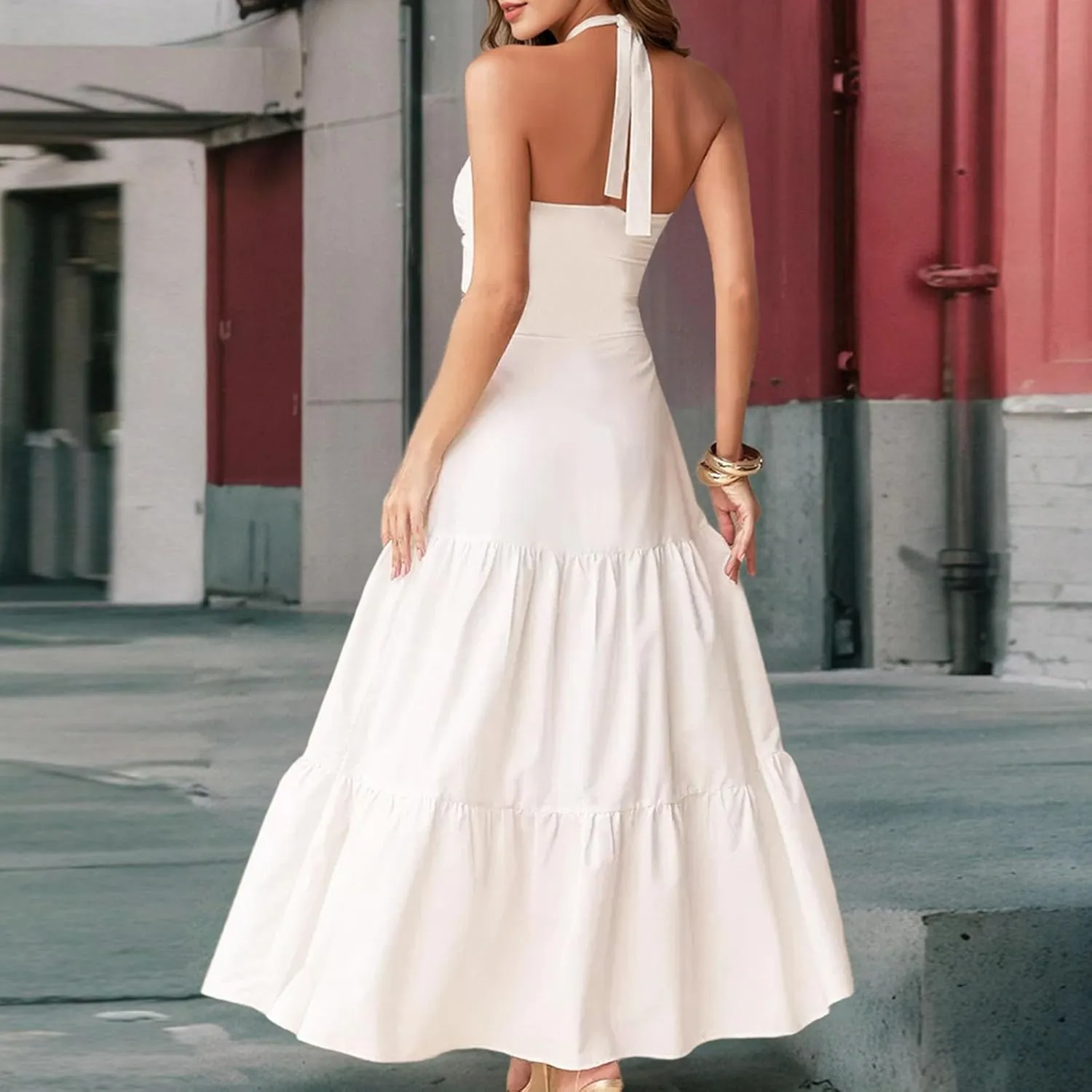Womens Fashion Dress Summer Sexy Tube Top Halter Cake Dresses 2025 Trendy Beach Vacation Party Sundress