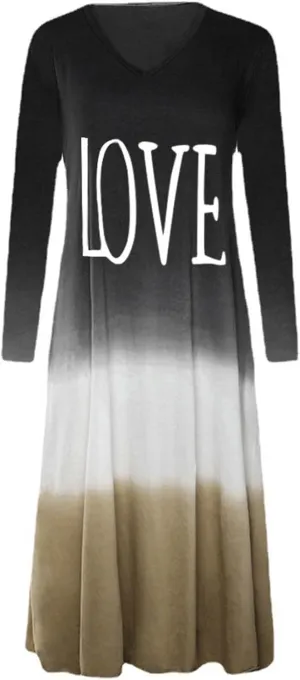 Womens Lounge Dresses 2025 Casual Loose Fit Long Sleeve Crew Neck Midi Dress Trendy Tie-Dye Print Plus Size Dress