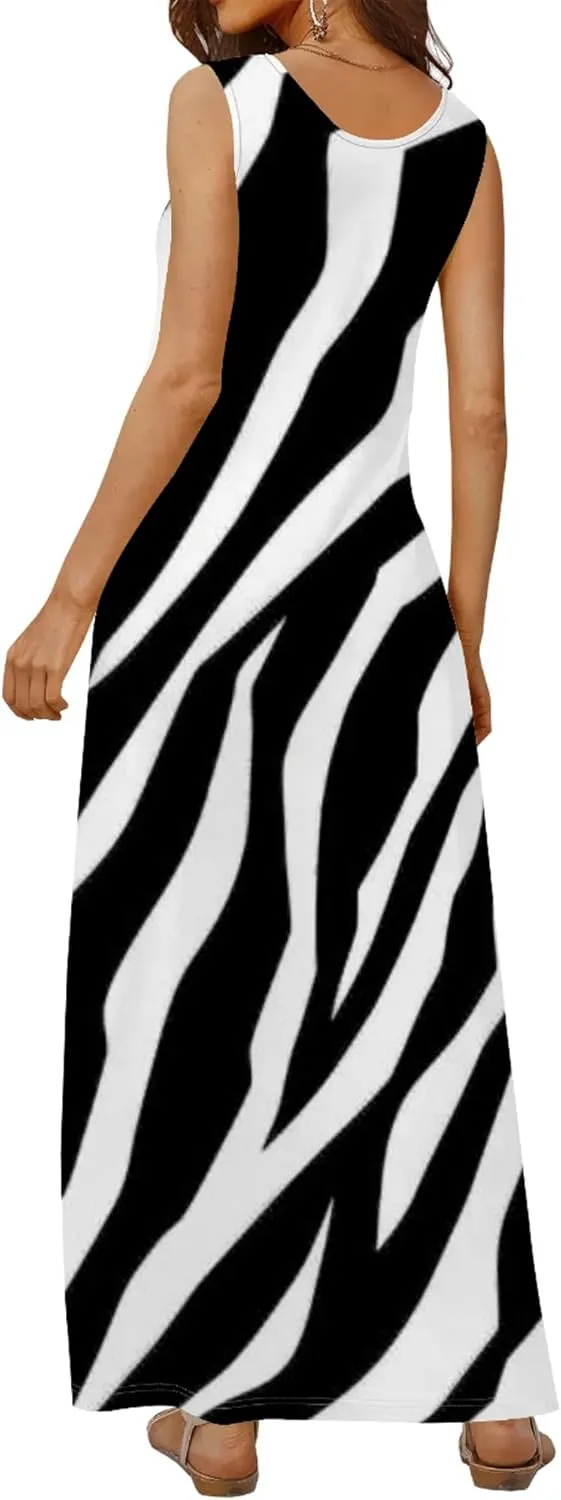 Women's Maxi Dresses Summer Spaghetti Strap Dress with Pockets Loose Flowing Maxi Skirt for Curvy Women