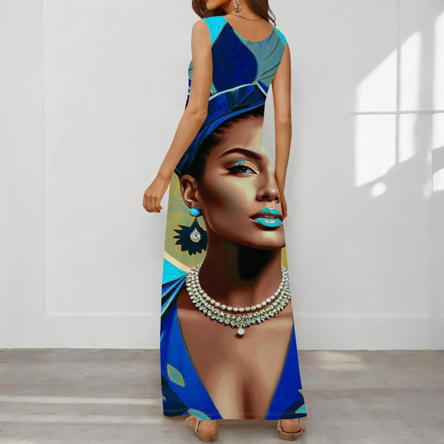 Women's Maxi Dresses Summer Spaghetti Strap Dress with Pockets Loose Flowing Maxi Skirt for Curvy Women