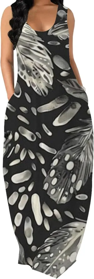 Women's Maxi Dresses Summer Spaghetti Strap Dress with Pockets Loose Flowing Maxi Skirt for Curvy Women