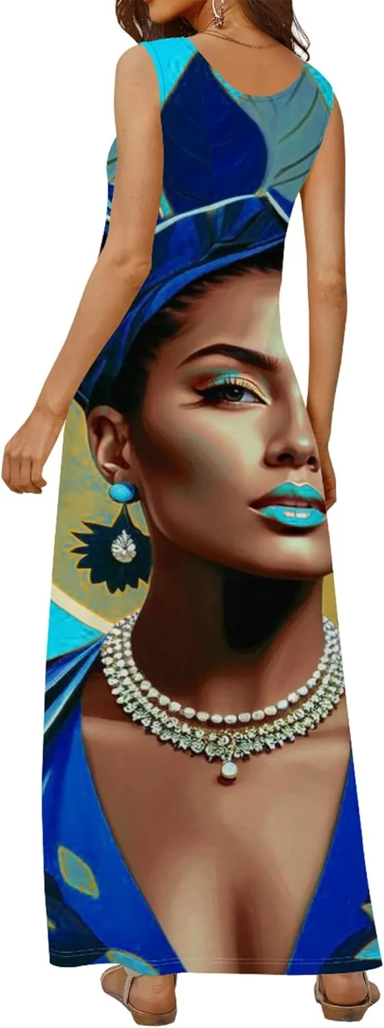 Women's Maxi Dresses Summer Spaghetti Strap Dress with Pockets Loose Flowing Maxi Skirt for Curvy Women