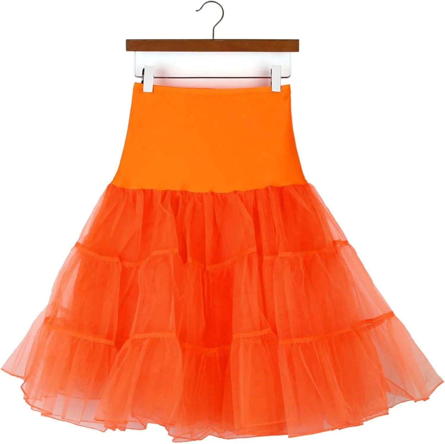 Women's Petticoat Skirt Underskirts for Cosplay Pleated Tulle Petticoat Tutu Tulle Midi Knee Length Skirt Dress