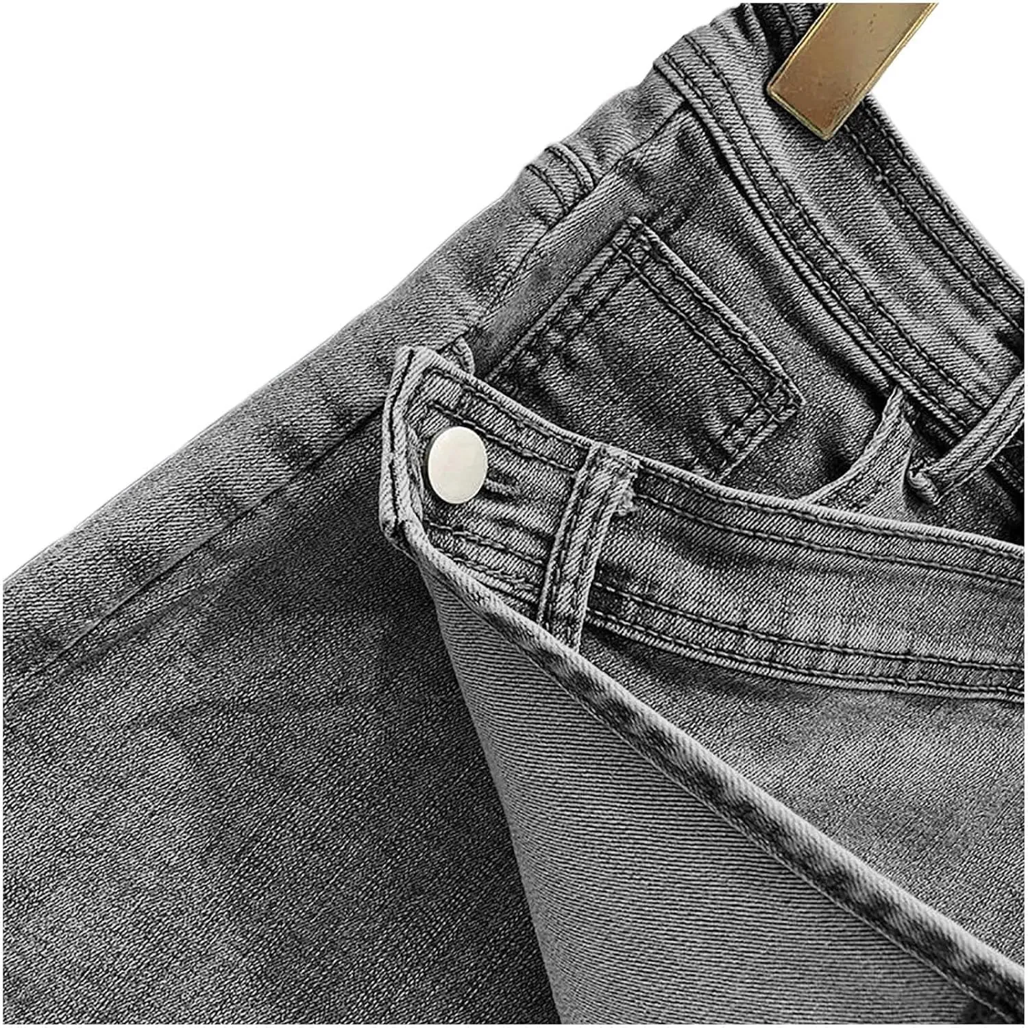 Women's Sexy Mini Denim Skirts Short Jean Skirt Irregular with Pockets Bodycon Denim Skirt Summer Vintage Streetwear