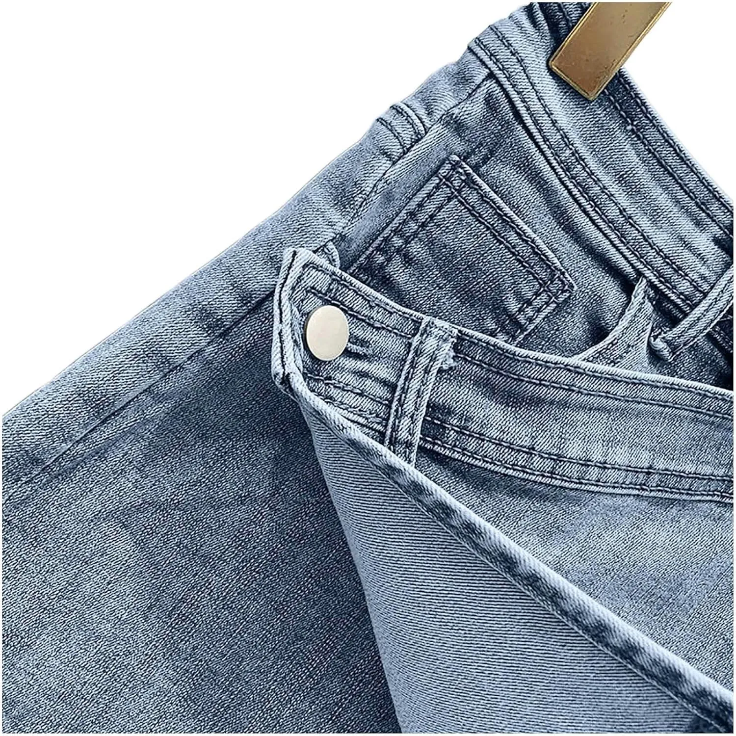 Women's Sexy Mini Denim Skirts Short Jean Skirt Irregular with Pockets Bodycon Denim Skirt Summer Vintage Streetwear