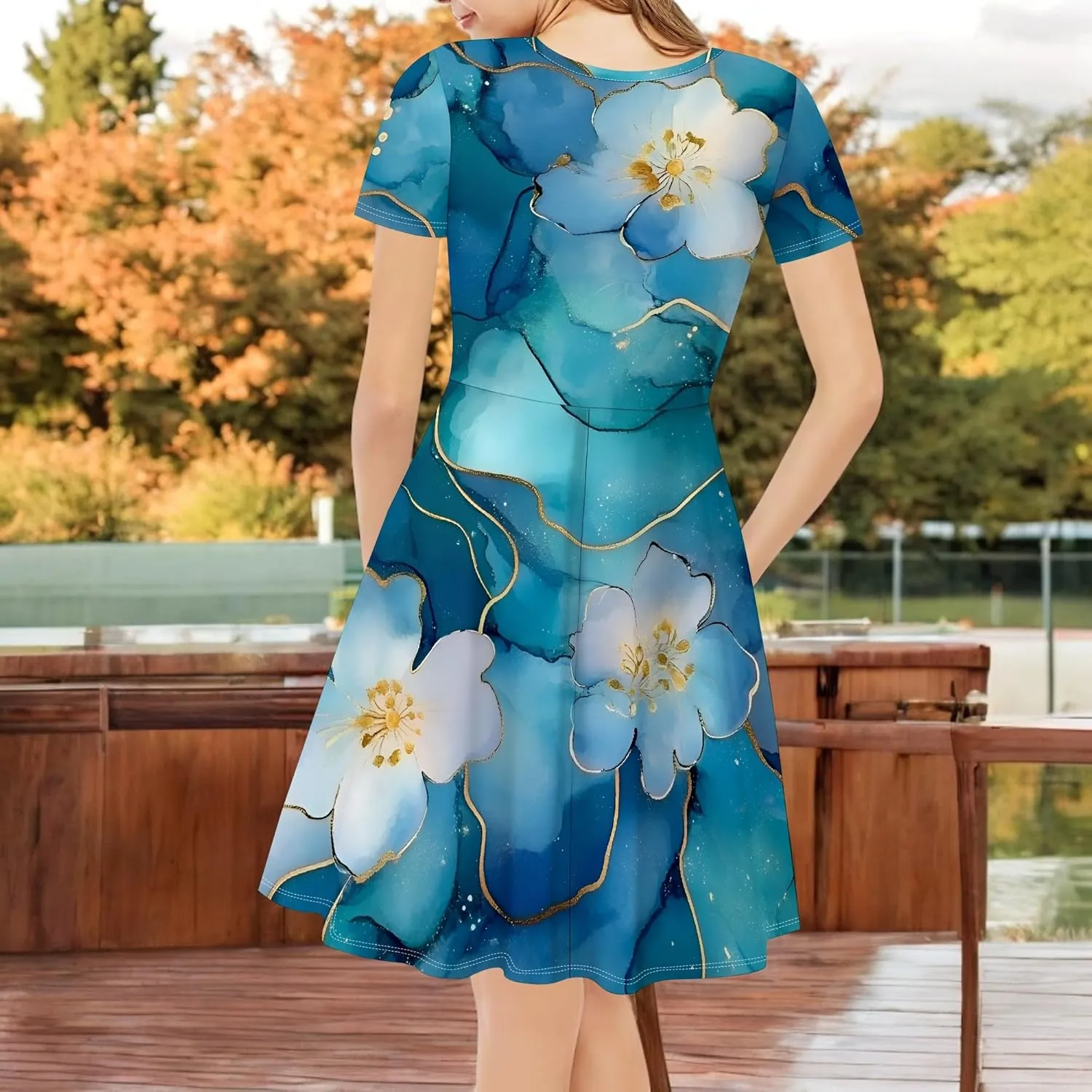 Women's Summer Dress Casual Swing Ombre Floral Dress Ruffle Short Sleeve Tank Dress Beach Mini A-Line Skirt 2025