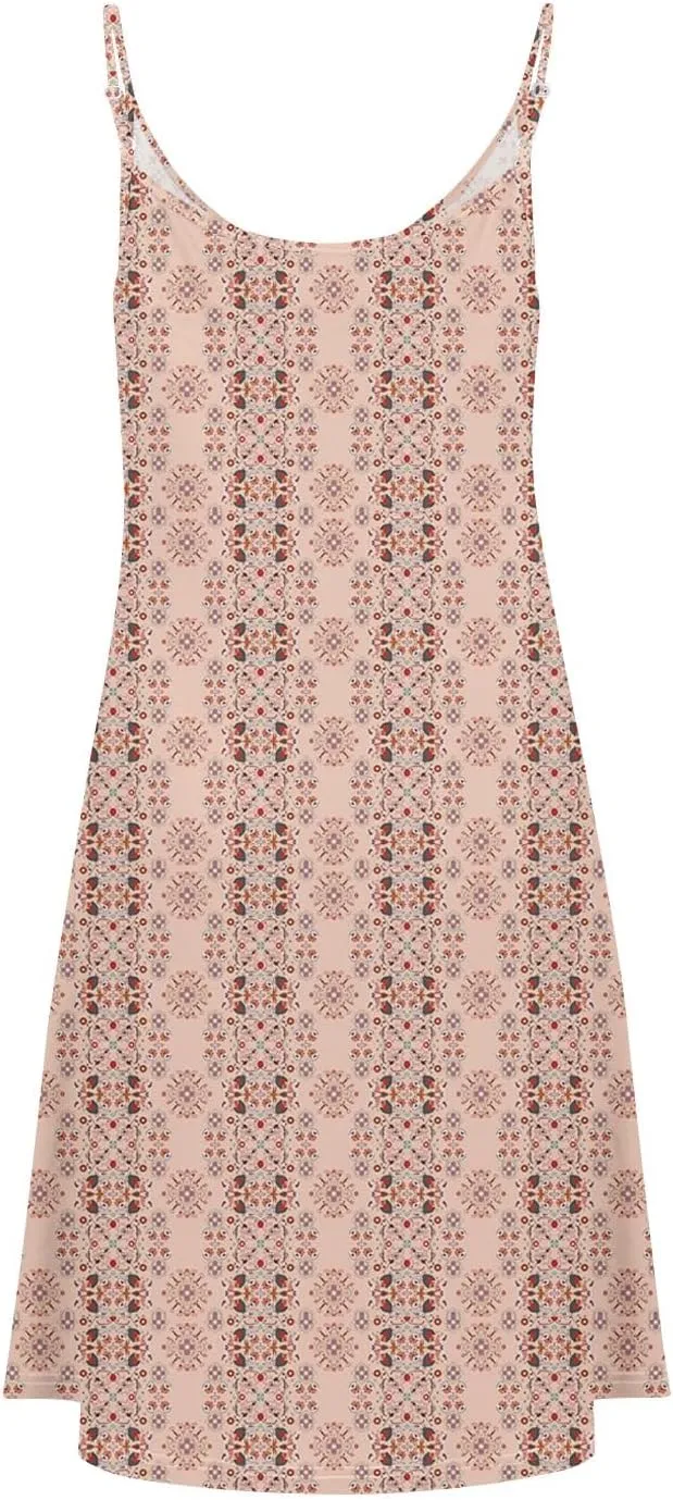 Womens Summer Dresses Flowy Beach Sundresses Button Floral Sleeveless Beach Cover Up Spaghetti Strap Casual Mini Dress