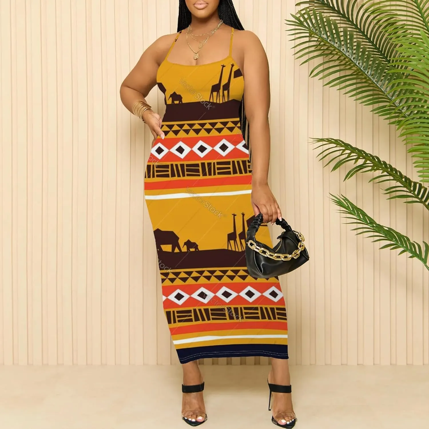 Women's Summer Maxi Dress Plus Size Tank Dress Sleeveless Spaghetti Strap Beach Midi Dress Long Bodycon Sexy Dress