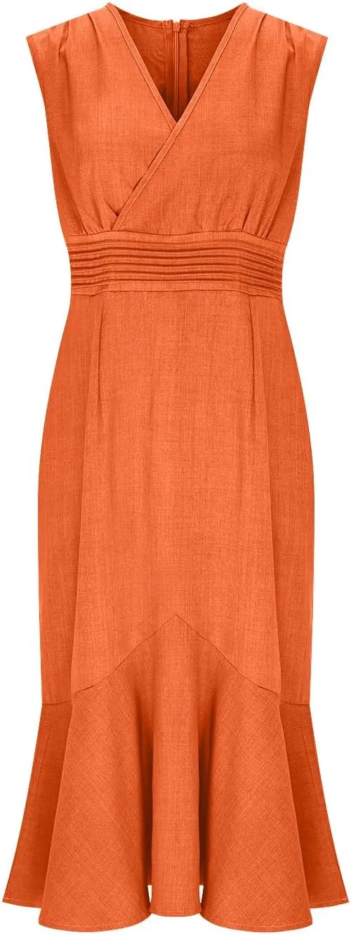 Women's Summer Sundress Fashion V-Neck Sleeveless Slim Fishtail Dress 2025 Trendy Going Out Party Dresses