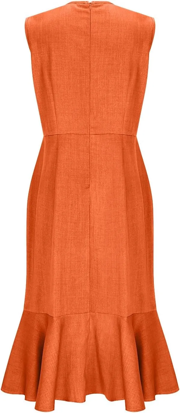 Women's Summer Sundress Fashion V-Neck Sleeveless Slim Fishtail Dress 2025 Trendy Going Out Party Dresses
